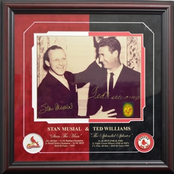 Ted Williams and Stan Musial Signed 8 x 10 Photograph Display